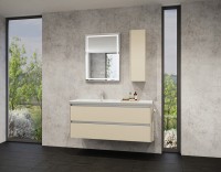 Tboss Jana 125 2F aszimmetrikus alsó fürdőszobabútor 2 fiókkal, balos vagy jobbos öntöttmárvány mosd