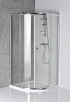 Aqualine Arleta íves zuhanykabin, dupla tolóajtóval 90x90x185 cm, króm kerettel, átlátszó üveggel HL