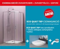 Kolpa San Eco Quat  TKP 90x90 cm íves zuhanykabin + Ontex 90x90 cm zuhanytálca + szifon CSOMAG AKC