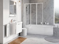 Ravak VS3 130 háromrészes, harmonika rendszerű, összehajtható kádparaván fehér keret + átlátszó üveg