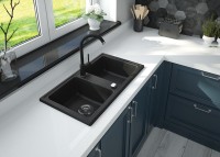 Deante Zorba 78x43,5 cm gránit mosogató, 2 medence, 4 színben: beige, graphite, metallic grey, metal