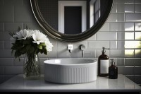 Invena Glamour pultra tehető 36 cm mosdó, bordázott 3D külsővel, fehér színben