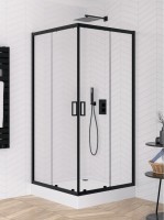 New Trendy Suvia Black 90x90 cm szögletes zuhanykabin, Active Shield vízlepergető üvegbevonattal + F