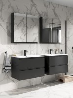 Cersanit Moduo Slim 80 cm fali, alsó fürdőszobabútor + kerámia mosdó, antracit SZETT