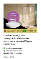 H2O Comfort A 90x90 cm zuhanykabin, króm profillal + Nero A előlapos zuhanytálca + ST620 zuhanytálca