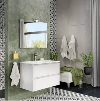Bianco Lucido 80 cm komplett fürdőszobabútor szett, mosdóval, tükörrel, világítással együtt