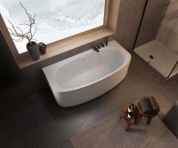 Kolpa San Lenox SP 170x80 cm falhoz tolható akril, térben álló kád előlappal + le- és túlfolyó szett
