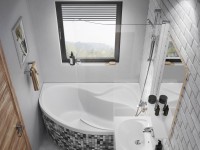 Ravak CVSK1 Rosa 160, 170 cm kádakhoz kádparaván, fehér keret + átlátszó üveg, jobbos vagy balos vál