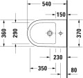 Duravit D-Neo fali bidé, Durafix (láthatatlan) rögzítéssel