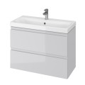 Cersanit Moduo Slim 80 cm fürdőszobabútor + kerámia mosdó szett, fényes szürke színben