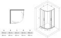 NIWELL Adele 90x90 cm íves zuhanykabin, tolóajtóval, vízlepergető üvegbevonattal