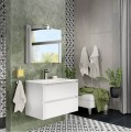 Bianco Lucido 80 cm komplett fürdőszobabútor szett, mosdóval, tükörrel, világítással együt