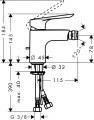 Hansgrohe Logis E 70 bidé csaptelep, automata leeresztővel 71232000