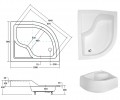 Besco Maxi aszimmetrikus, mély akril zuhanytálca ülőkével, íves100x80x24 cm